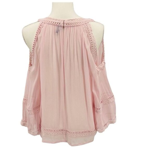 Rebecca Minkoff Blouse Top Cold Shoulder Pink Deneuve Size L - Picture 4 of 7